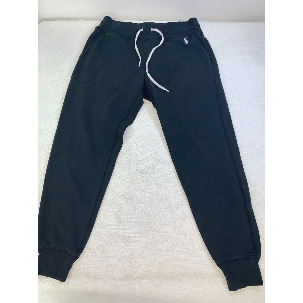 Polo Ralph Lauren Womens Black Fleece Joggers Sweatpants Pony Logo Small SP